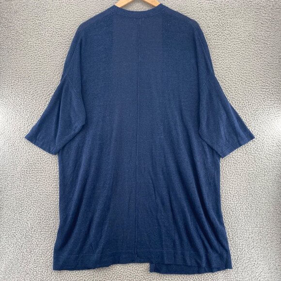 J Jill Sweater Women 2X Plus Navy Pure Jill Linen Blend Open Cardigan 3/4 Sleeve - Picture 3 of 10